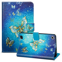 UUcovers Folio Case for Amazon Fire 7 Tablet (5th Gen,2015)-Slim Fit PU Leather Filp Stand Wallet Protective Cover,Golden Butterfly