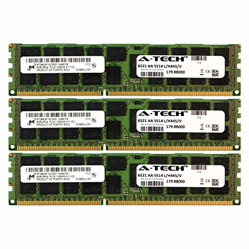 A-Tech Micron 24GB Kit 3X 8GB PC3-10600 1.35V for HP ProLiant SL270S G8 500658-B21 DL170E G6 SL4540 G8 BL2X220C G6 BL2X220C G7 500203-061 BL420C G8 BL460C G8 BL490C G7 500658-S21 Memory RAM