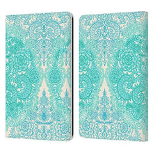Load image into Gallery viewer, Head Case Designs Officially Licensed Micklyn Le Feuvre Mint Green and Aqua Floral Patterns Leather Book Wallet Case Cover Compatible with Kindle Paperwhite 1/2 / 3
