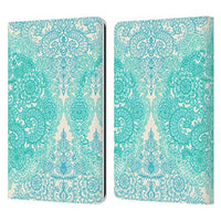 Head Case Designs Officially Licensed Micklyn Le Feuvre Mint Green and Aqua Floral Patterns Leather Book Wallet Case Cover Compatible with Kindle Paperwhite 1/2 / 3