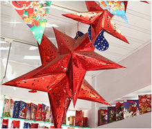 Load image into Gallery viewer, YueLian 17.71&quot; Red Star Paper Lamp Shade Lantern Lampshade Lamp Cover Christmas Birthday Party Decor
