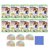 Fujifilm Instax Mini Instant Film, 2x10 Shoots x10 Pack (Total 200 Shoots) + withC Microfiber Cleaning Cloth+ Free 100PCS Sticker for Fuji Mini 90 8 70 7s 50s 25 300 Camera SP-1 Printer