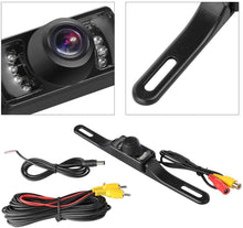 Load image into Gallery viewer, GTP Vehicle Rear View Backup Camera Wide Viewing Angle License Plate Mount Parking Assist Kit - Waterproof High Definition Color w/ 7 Infrared Night Vision LED Universal Car Truck Parking Camera
