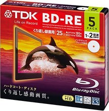 Load image into Gallery viewer, TDK Bluray Disc 25 gb BD-RE rewritable 2x Speed Printable HD discs 5 pack in Jewel cases
