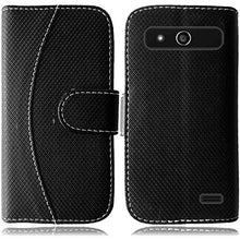 Load image into Gallery viewer, HR Wireless ZTE Speed - Two Tone PU Leather Flip Wallet Cover - Retail Packaging - Black/Black
