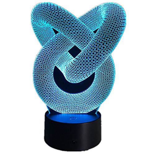 Love Knot Abstract Circle Spiral 3D Bulbing Night Light Magic Shape Illusions 7Colors Change Decor Lamp