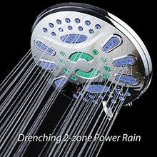 Load image into Gallery viewer, AquaStar Elite High-Pressure 7&quot; Giant 6-setting Luxury Spa Rain Shower Head with Microban Antimicrobial Anti-Clog Jets for More Power &amp; Less Cleaning! / Solid Brass Ball Join/All Chrome Finish
