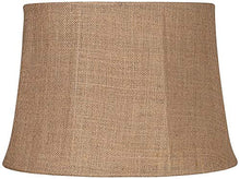 Load image into Gallery viewer, Natural Burlap Medium Drum Lamp Shade 13&quot; Top x 16&quot; Bottom x 11&quot; Slant x 10.75&quot; High (Spider) Replacement with Harp and Finial - Springcrest
