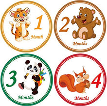 Load image into Gallery viewer, Baby Monthly Stickers 28 - First Year Stickers for Infant - Belly Stickers Boy Girl - Mount to Mount Birthday and all Hollidays - 4 inch diameter
