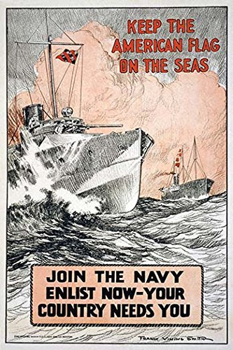 Keep the American flag on the seas Join the Navy--Enlist now-your country needs you 12x18 Giclee On Canvas
