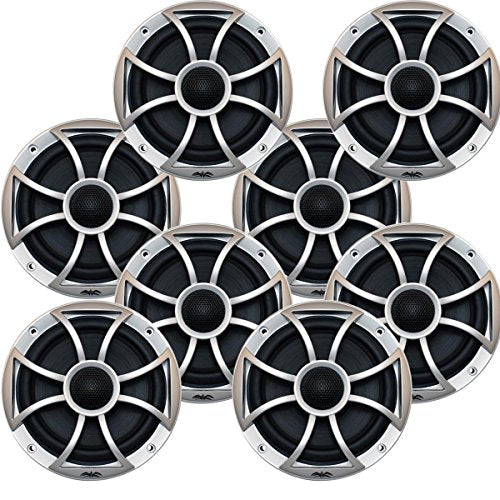 wet sounds Bundle: Four Pairs of XS 65i Series Black Cone Silver Grill 6.5