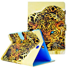 Load image into Gallery viewer, UUcovers Cover for Samsung Galaxy Tab A 9.7 inch 2015 Model (SM-T550/T555C/P550/P555C) with Pencil Holder Pockets [Auto Wake/Sleep] Folio Stand Smart PU Leather TPU Back Wallet Case, Leopard Yellow
