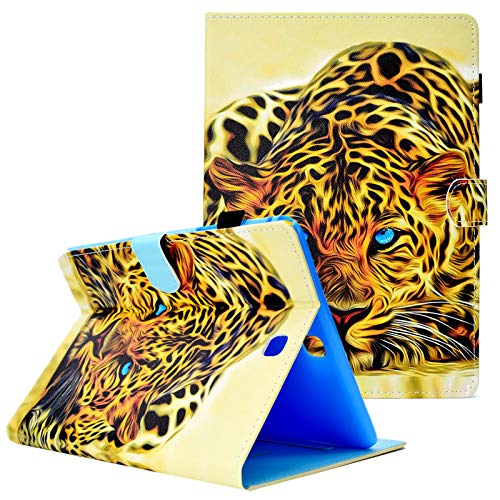 UUcovers Cover for Samsung Galaxy Tab A 9.7 inch 2015 Model (SM-T550/T555C/P550/P555C) with Pencil Holder Pockets [Auto Wake/Sleep] Folio Stand Smart PU Leather TPU Back Wallet Case, Leopard Yellow
