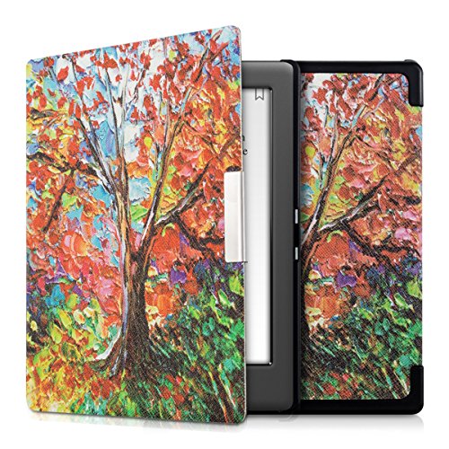 kwmobile Case Compatible with Kobo Glo HD/Touch 2.0 - Book Style PU Leather e-Reader Cover - Autumn Tree Multicolor/Orange/Red
