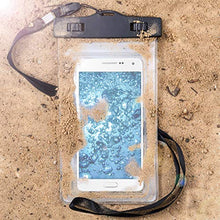 Load image into Gallery viewer, kwmobile Universal Waterproof Smartphone Pouch - Watertight Sealed Underwater Dry Bag with Lanyard - 6.5 x 3.7 inches (16.5 x 9.5 cm) - Black/Transparent
