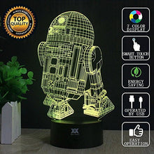 Load image into Gallery viewer, 3D Lamp R2-D2 Table Night Light Force Awaken Model 7 Color Change LED Desk Light with Multicolored USB Power for Living Bed Room Bar Best Gift Toys Designed by HUI YUAN
