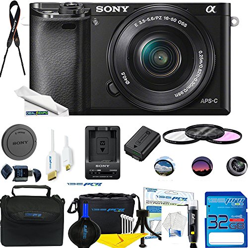 Deal-Expo Sony Alpha a6000 ILCE6000LB 24.3 Megapixel Mirrorless Interchangeable Lens Digital Camera with 16-50mm Lens (Black) Kit
