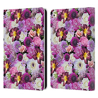 Head Case Designs Purple and White Assorted Flowers Leather Book Wallet Case Cover Compatible with Apple iPad Air 2 (2014)